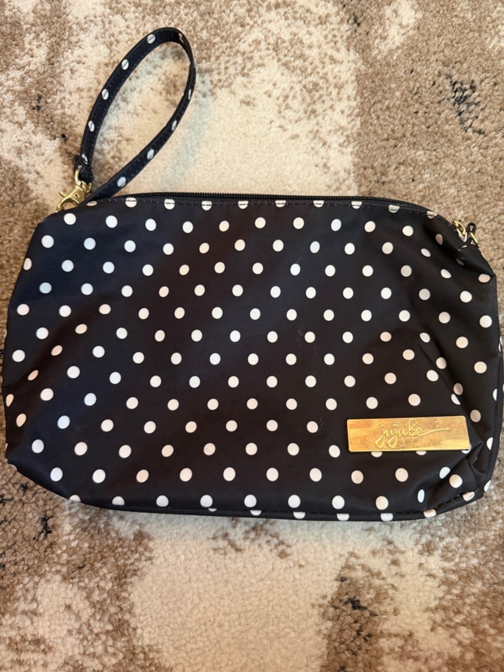 Ju-Ju-Be Black and White Polka Dot Wristlet Clutch